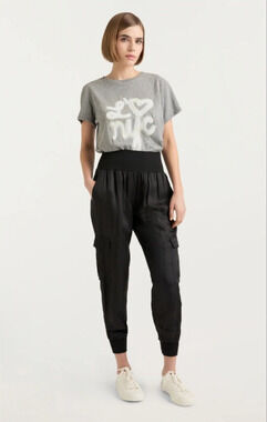 Cinq a Sept Jogger Womens XL Tous Les Jours Giles Pant Black Modern Quiet Luxury
